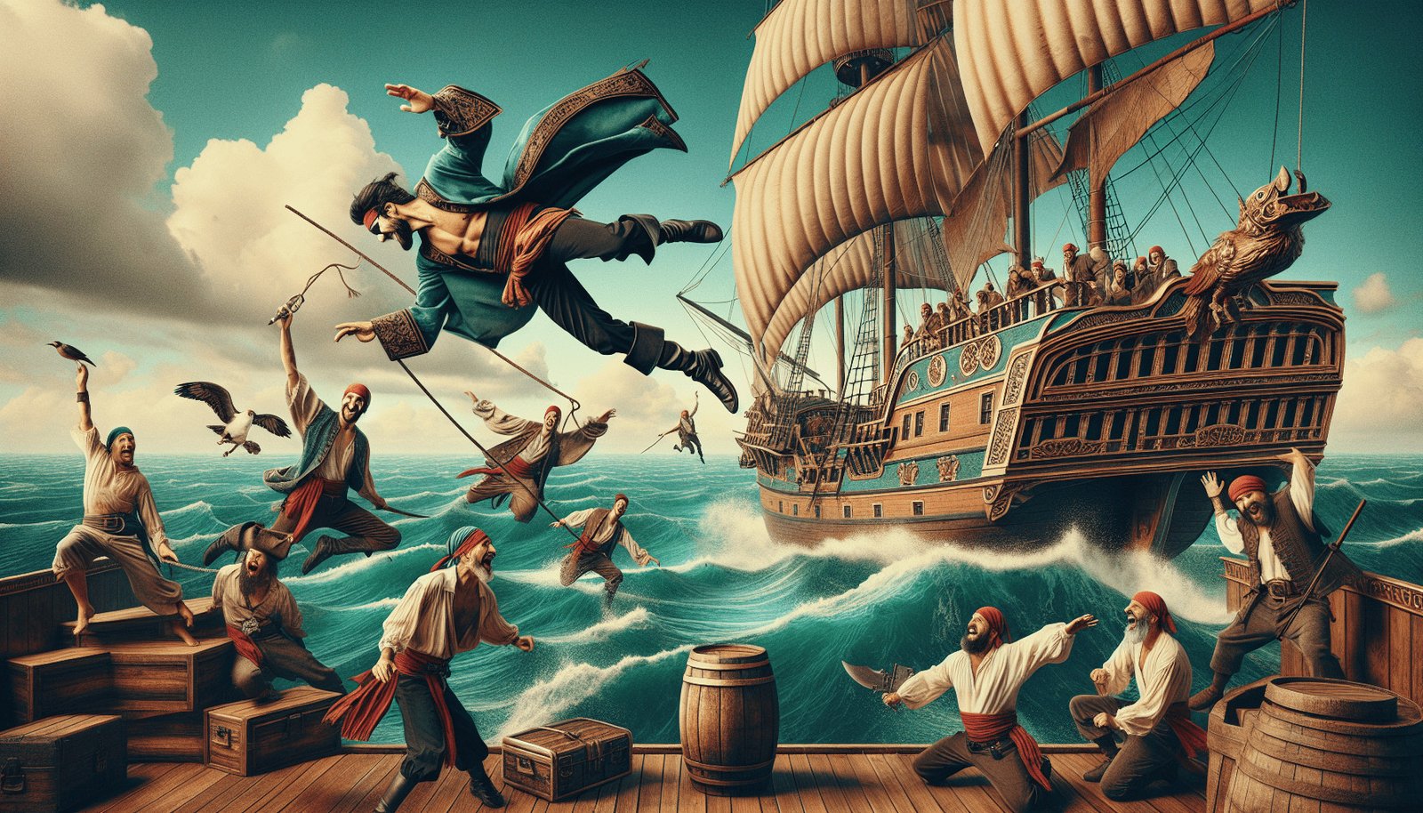 acrobatics and stunts on pirate ships a comedic dive into high seas hilarity